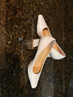 Elegant Women's Ivory Block Heel Pumps